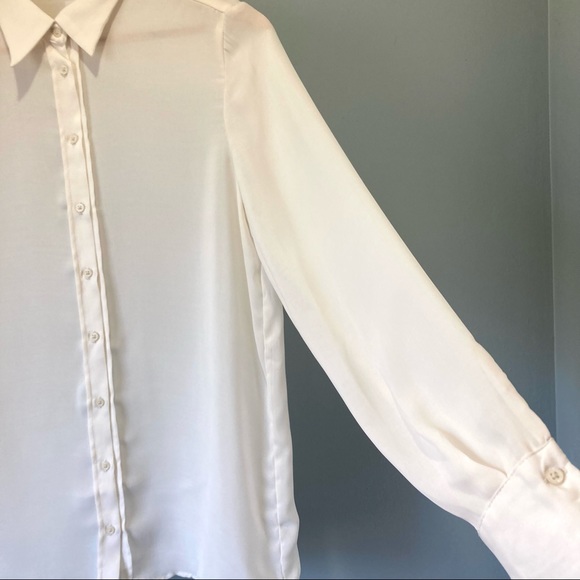 Mango Button-Down Collared Shirt in Cream BNWT Size M - Picture 2 of 11
